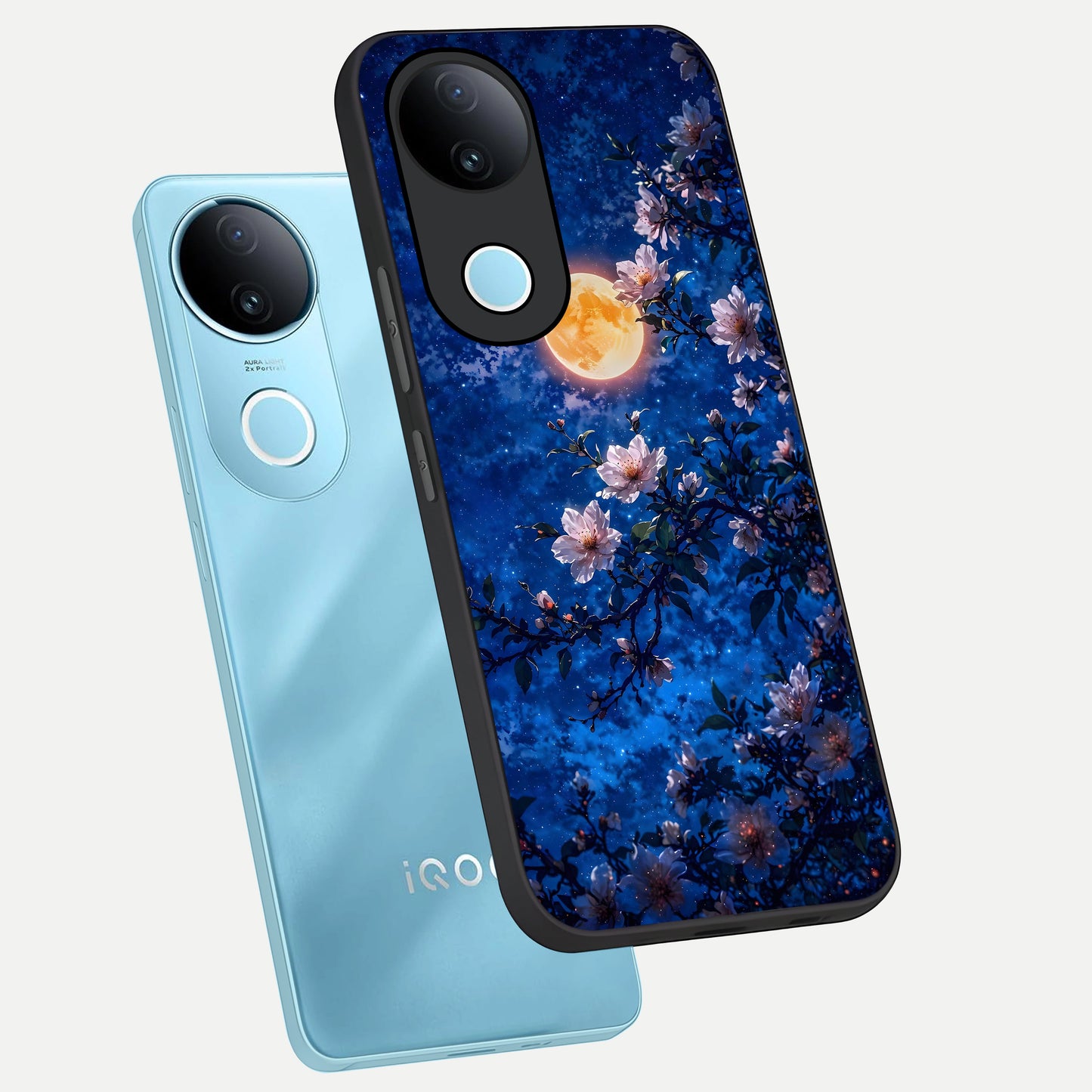  Moonlit Blossoms Night phone case for  iQOO Z10R showing premium glass back cover with detailed artwork