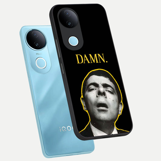  Mr Bean Damn phone case for  iQOO Z10R showing premium glass back cover with detailed artwork