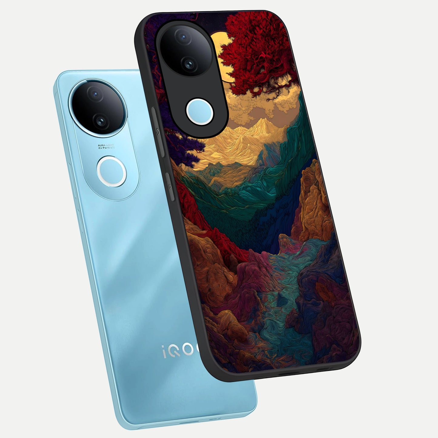  Mystic Valley Light phone case for  iQOO Z10R showing premium glass back cover with detailed artwork