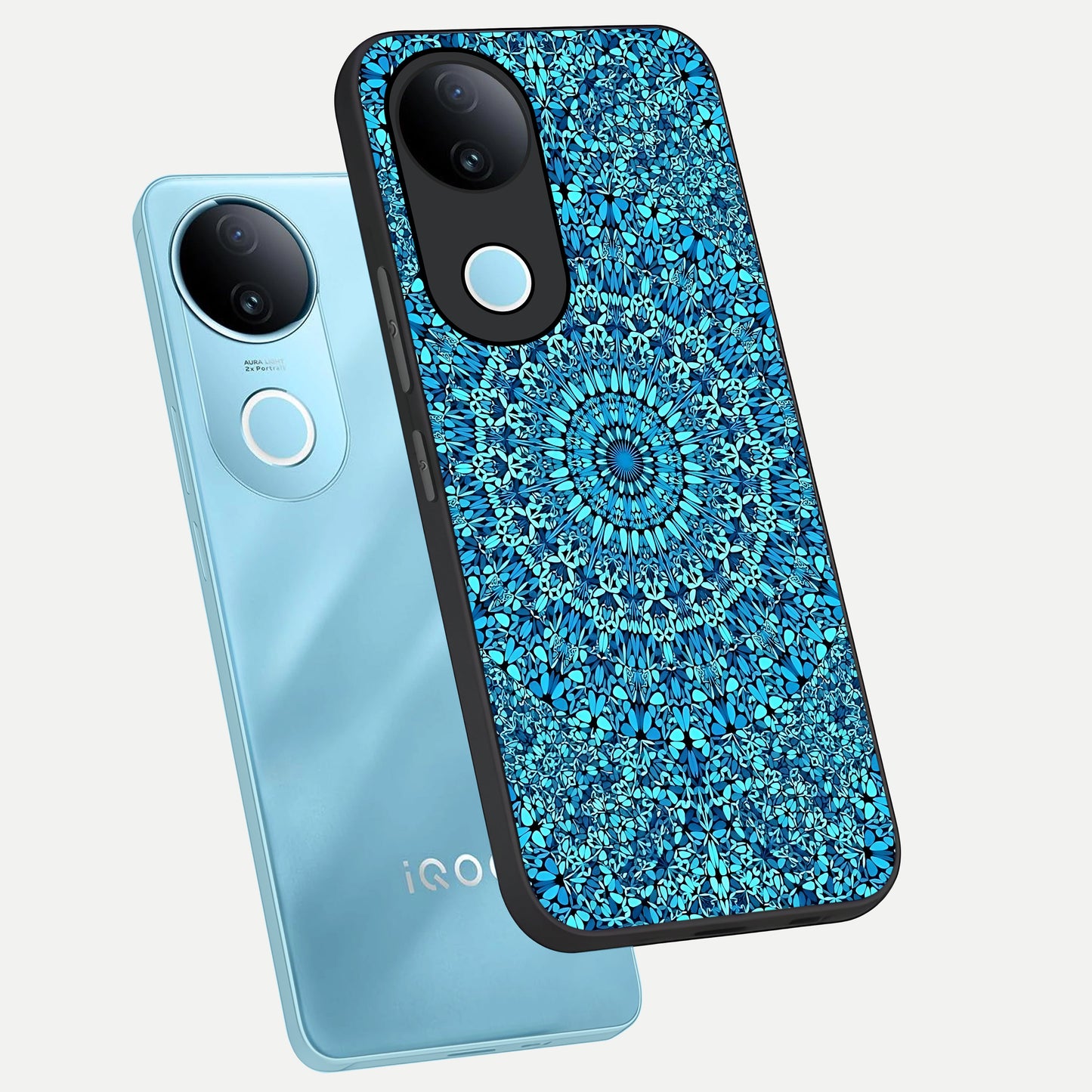  Ocean Bloom Mandala phone case for  iQOO Z10R showing premium glass back cover with detailed artwork