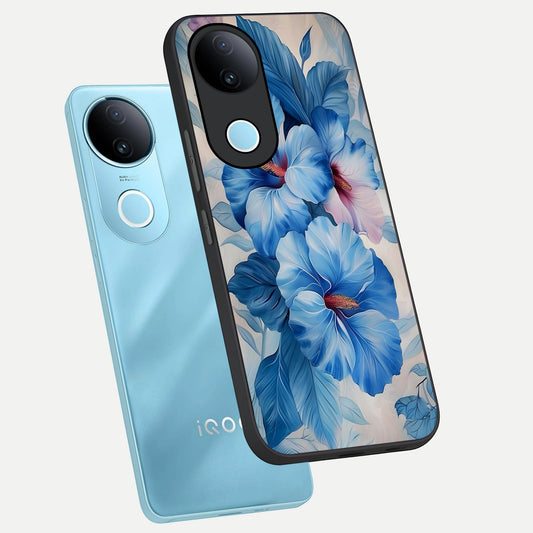  Ocean Hibiscus Grace phone case for  iQOO Z10R showing premium glass back cover with detailed artwork