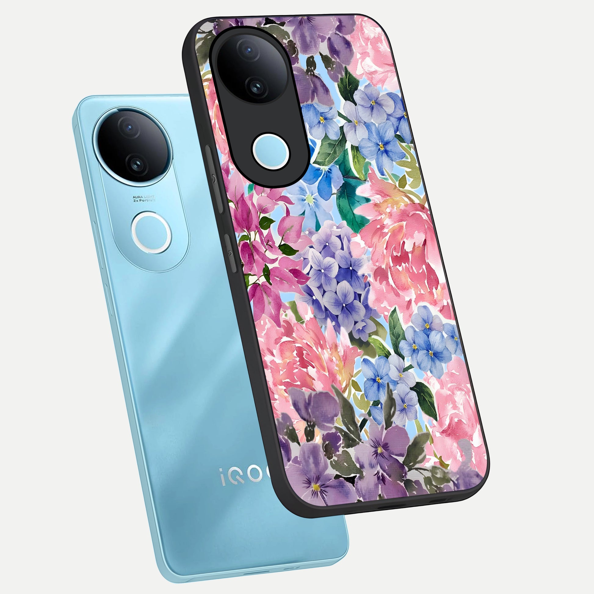  Pastel Floral Mix phone case for  iQOO Z10R showing premium glass back cover with detailed artwork