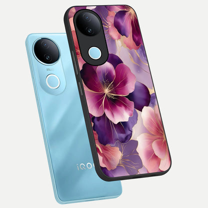  Pink Bouquet Florals phone case for iQOO Z10R showing premium glass back cover with detailed artwork