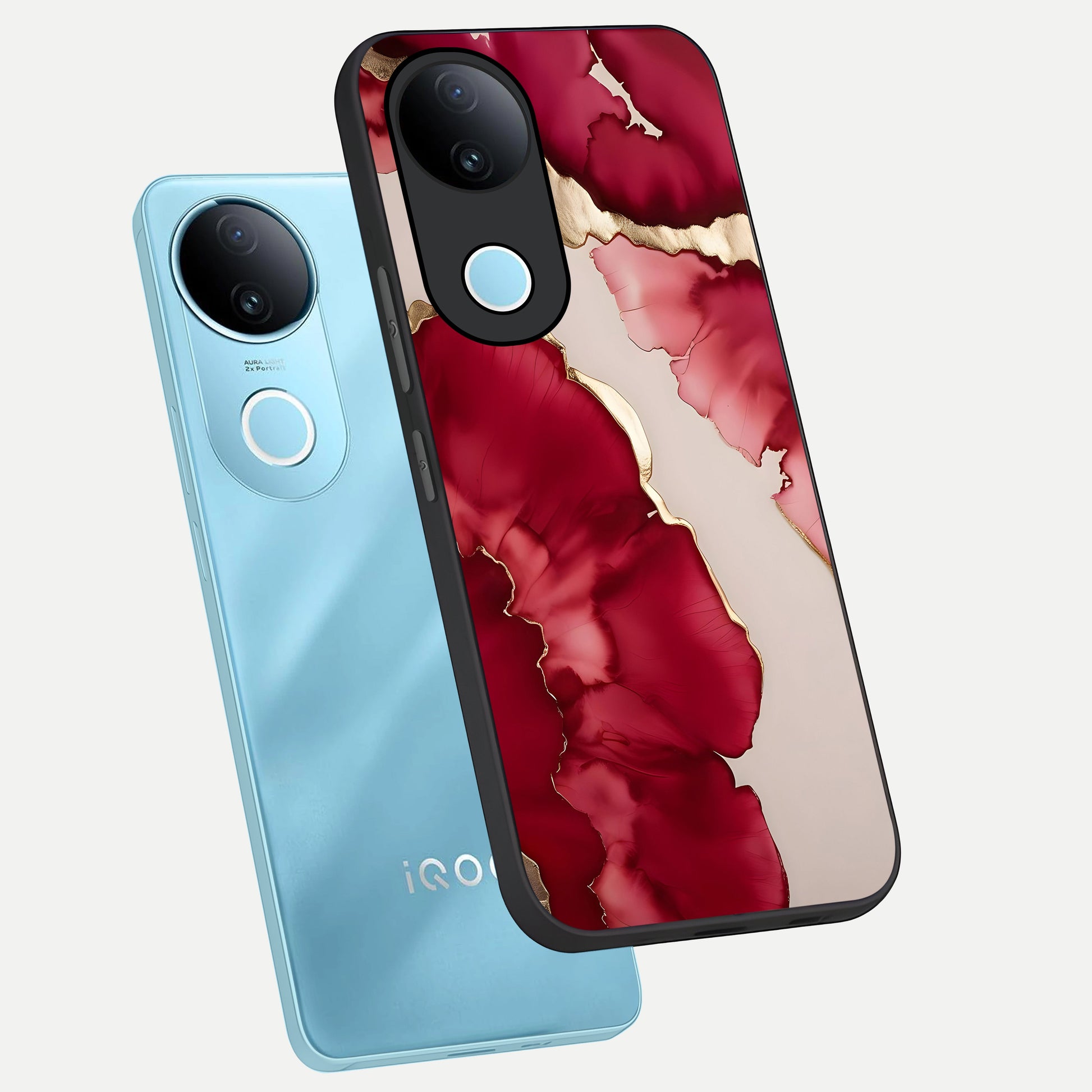  Pink And White Marble phone case for  iQOO Z10R showing premium glass back cover with detailed artwork