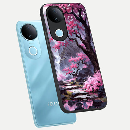  Pink Sunflower Glow phone case for  iQOO Z10R showing premium glass back cover with detailed artwork