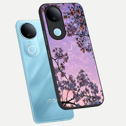  Purple Serenity Moon phone case for iQOO Z10R showing premium glass back cover with detailed artwork