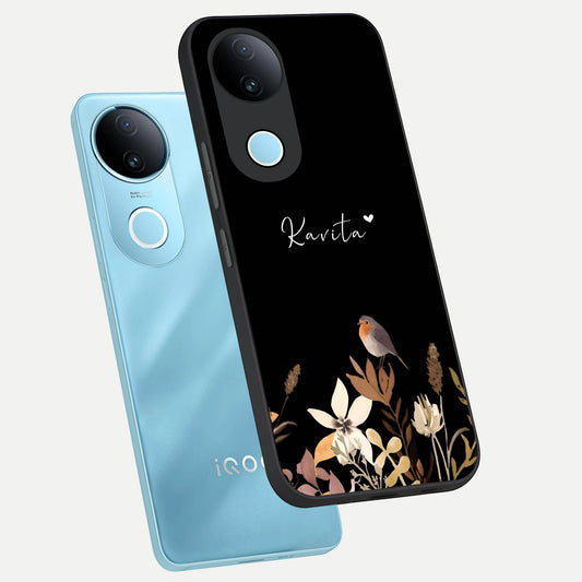  Quiet Garden Tune Custom Name phone case for  iQOO Z10R showing premium glass back cover with detailed artwork