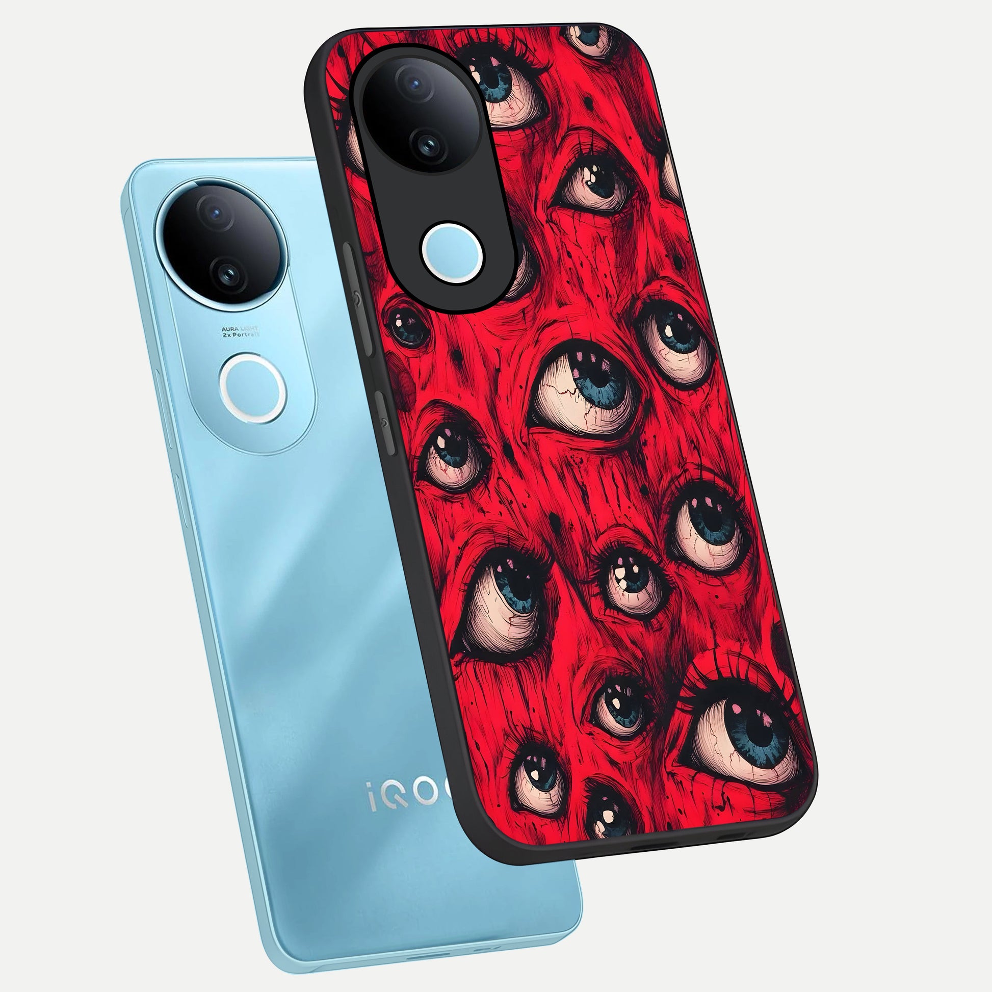 Red Eyes Pattern phone case for iQOO Z10R showing premium glass back cover with detailed artwork