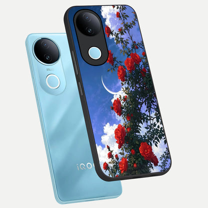  Rose Drift Flowers phone case for iQOO Z10R showing premium glass back cover with detailed artwork