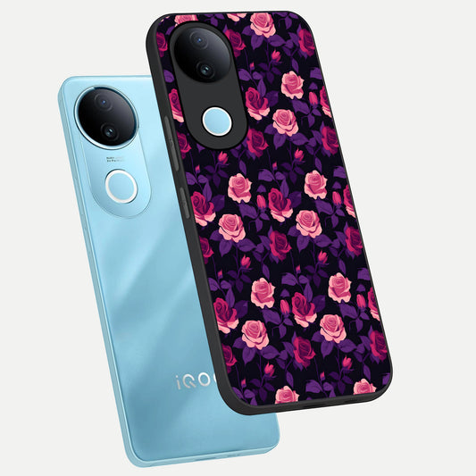  Rose Garden Twilight phone case for iQOO Z10R showing premium glass back cover with detailed artwork