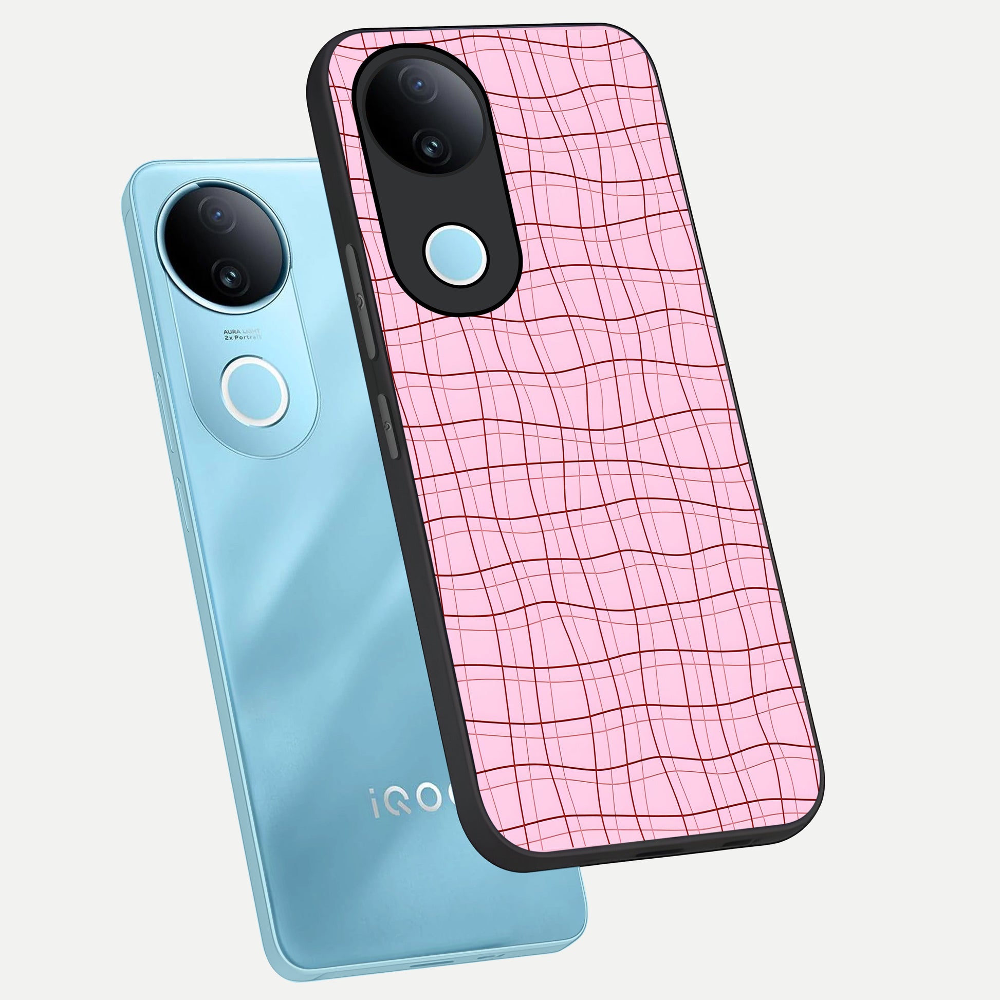  Soft Grid Bliss phone case for  iQOO Z10R showing premium glass back cover with detailed artwork