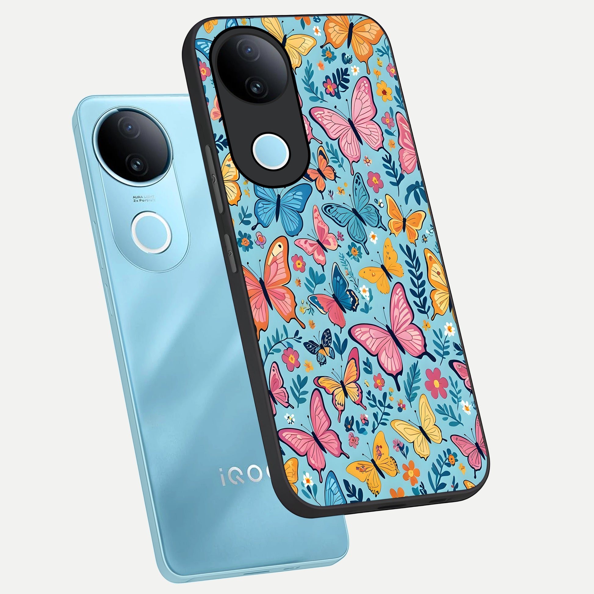  Spring Wing Garden phone case for iQOO Z10R showing premium glass back cover with detailed artwork