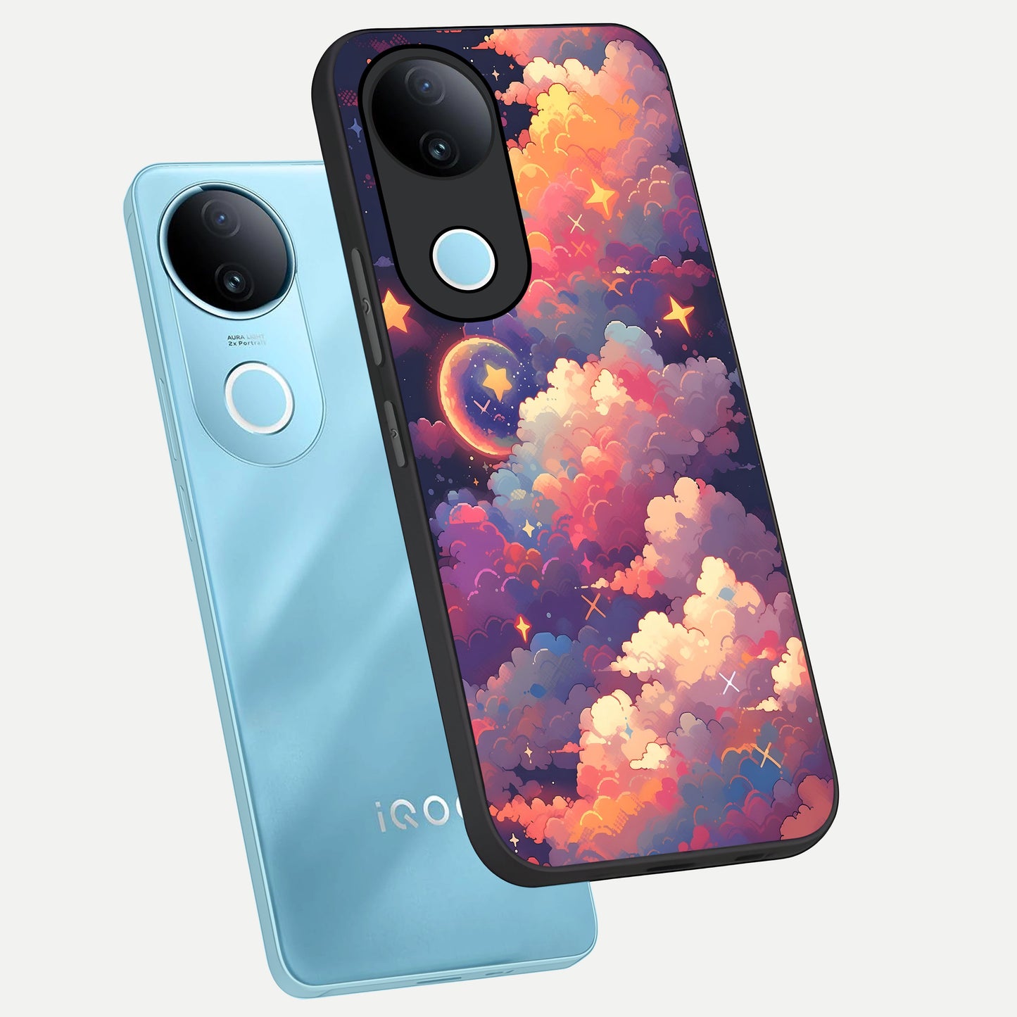  Starlit Dream Clouds phone case for  iQOO Z10R showing premium glass back cover with detailed artwork