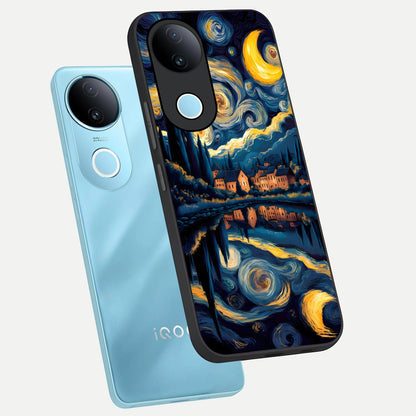  Starry Sky Serenity phone case for iQOO Z10R showing premium glass back cover with detailed artwork