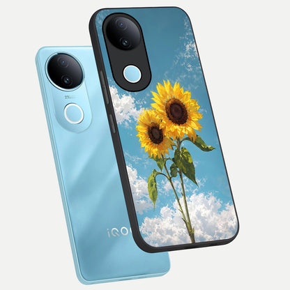  Sunlit Daisy Glow phone case for  iQOO Z10R showing premium glass back cover with detailed artwork