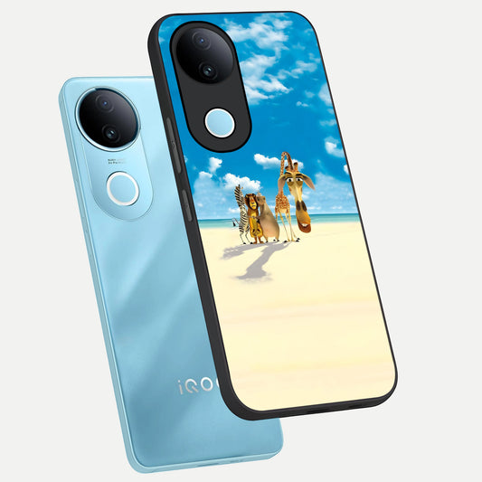  Tropical Fun Squad phone case for  iQOO Z10R showing premium glass back cover with detailed artwork