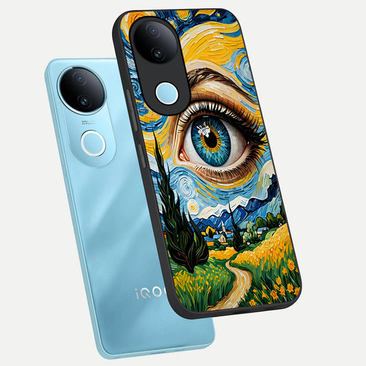  Van Gogh Eye phone case for  iQOO Z10R showing premium glass back cover with detailed artwork
