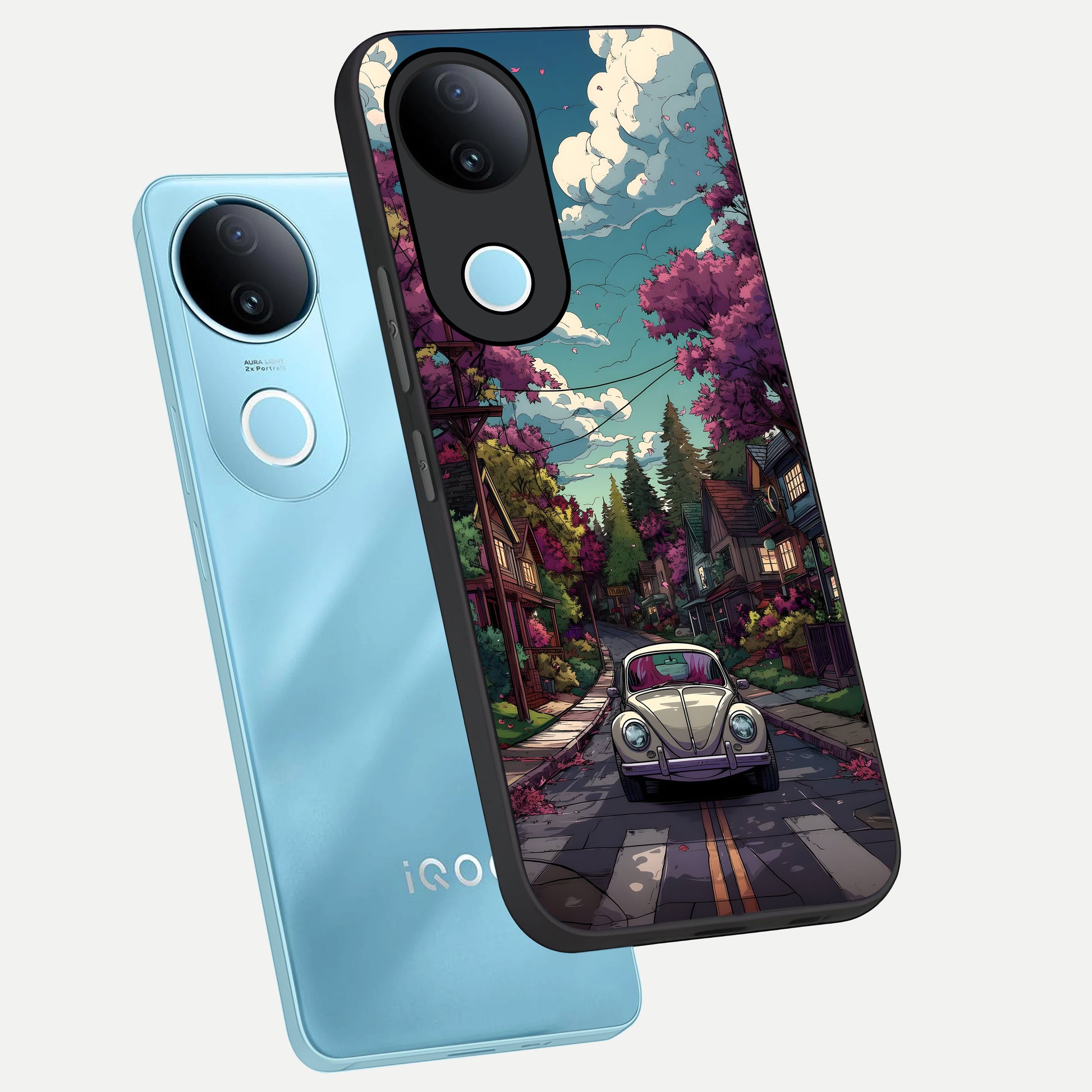  Vintage Street Drive phone case for  iQOO Z10R showing premium glass back cover with detailed artwork