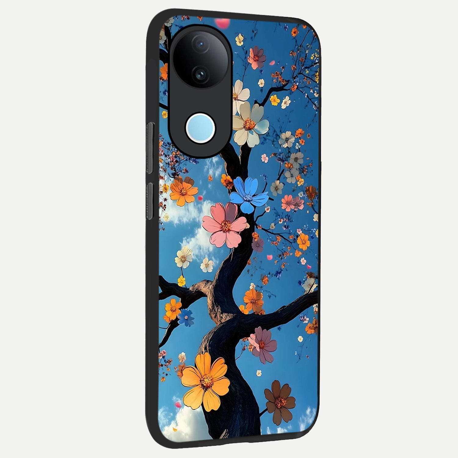  Blossom Dream Sky back cover for iQOO Z10R slim fit glass case with vibrant aesthetic design