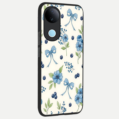  Blue Flower And Bow back cover for  iQOO Z10R slim fit glass case with vibrant aesthetic design