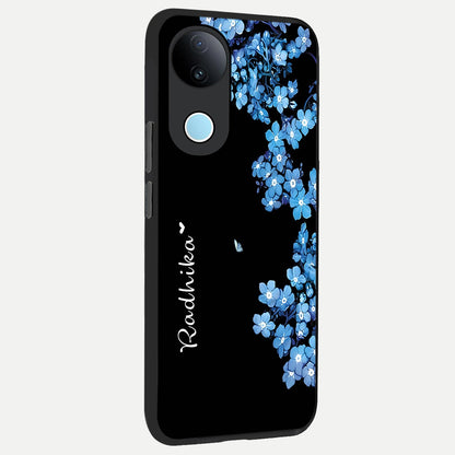  Blue Petal Dream Custom Name back cover for iQOO Z10R slim fit glass case with vibrant aesthetic design