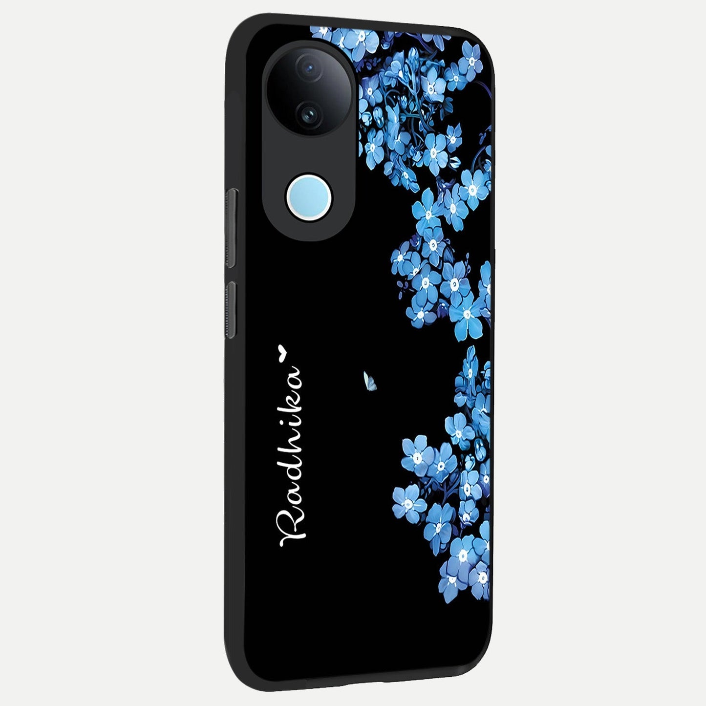  Blue Petal Dream Custom Name back cover for  iQOO Z10R slim fit glass case with vibrant aesthetic design