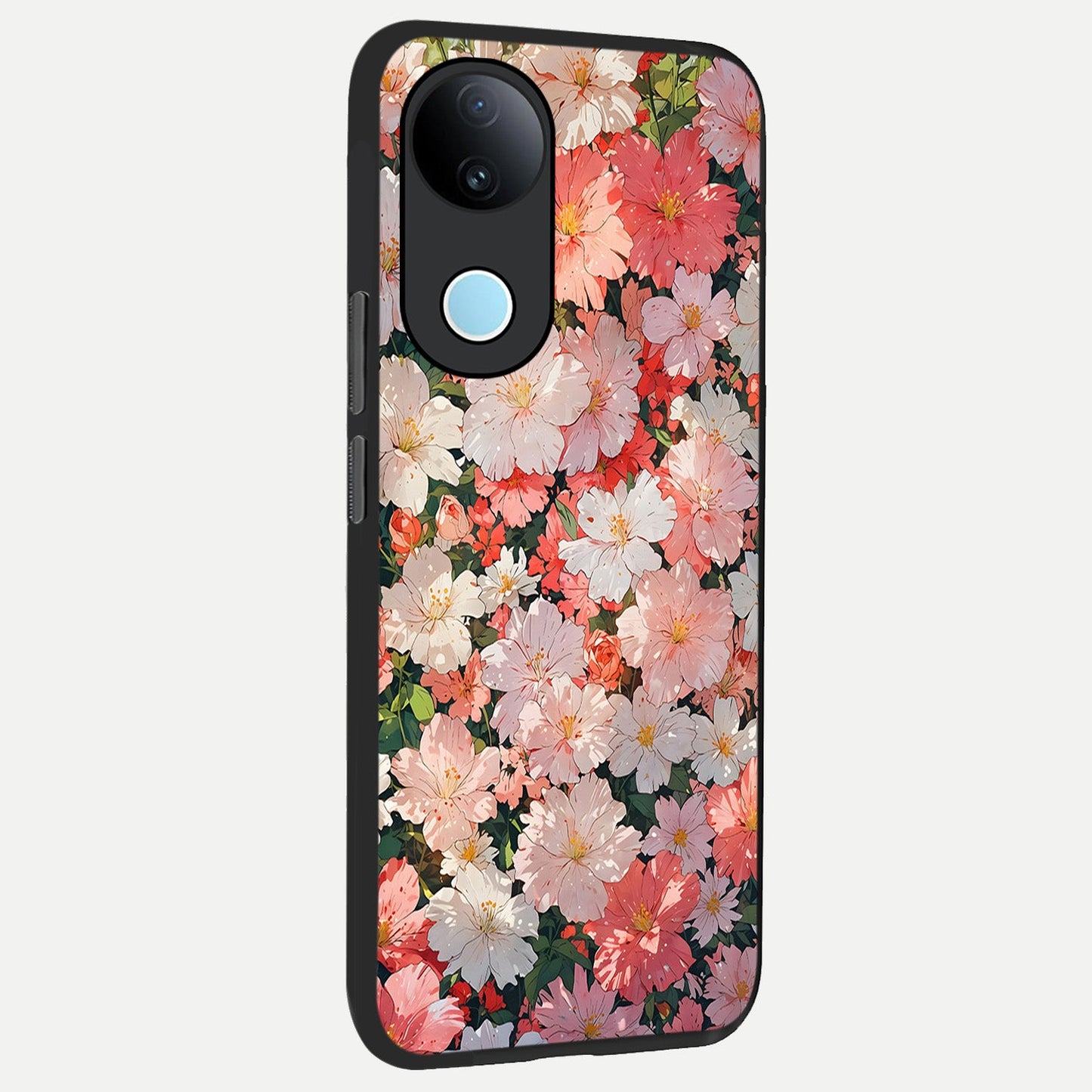  Blush Bloom Field back cover for  iQOO Z10R slim fit glass case with vibrant aesthetic design