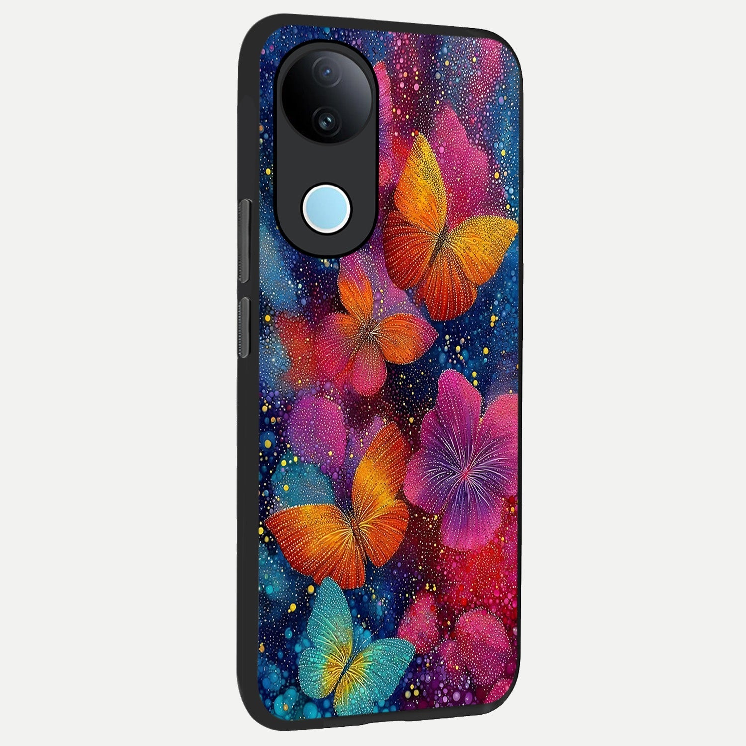  Butterfly Dream Mist back cover for iQOO Z10R slim fit glass case with vibrant aesthetic design