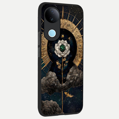  Celestial Lotus Morang back cover for iQOO Z10R slim fit glass case with vibrant aesthetic design