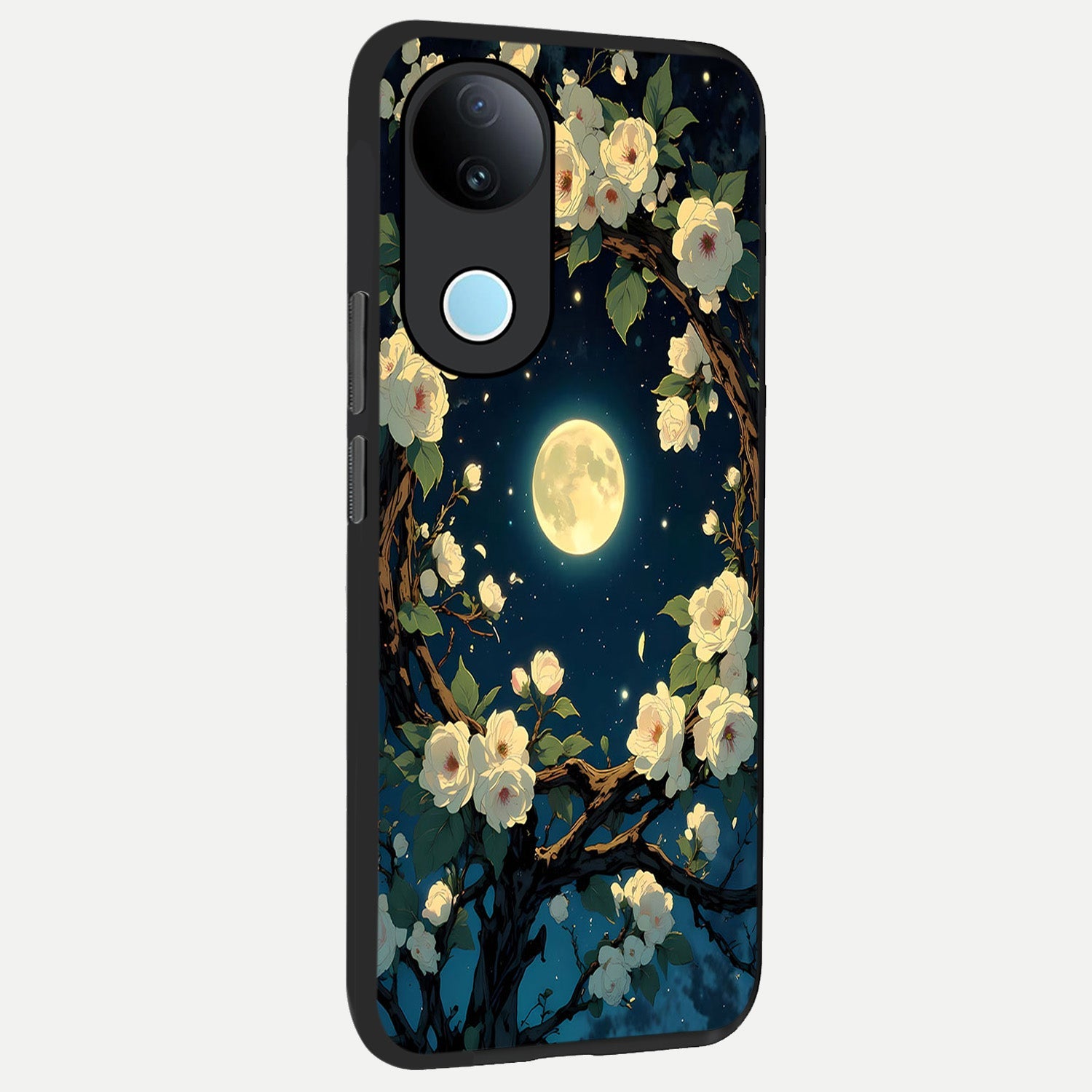 Celestial Moon And Flower back cover for  iQOO Z10R slim fit glass case with vibrant aesthetic design