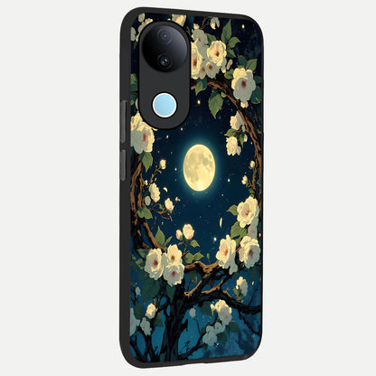  Celestial Moon And Flower back cover for  iQOO Z10R slim fit glass case with vibrant aesthetic design