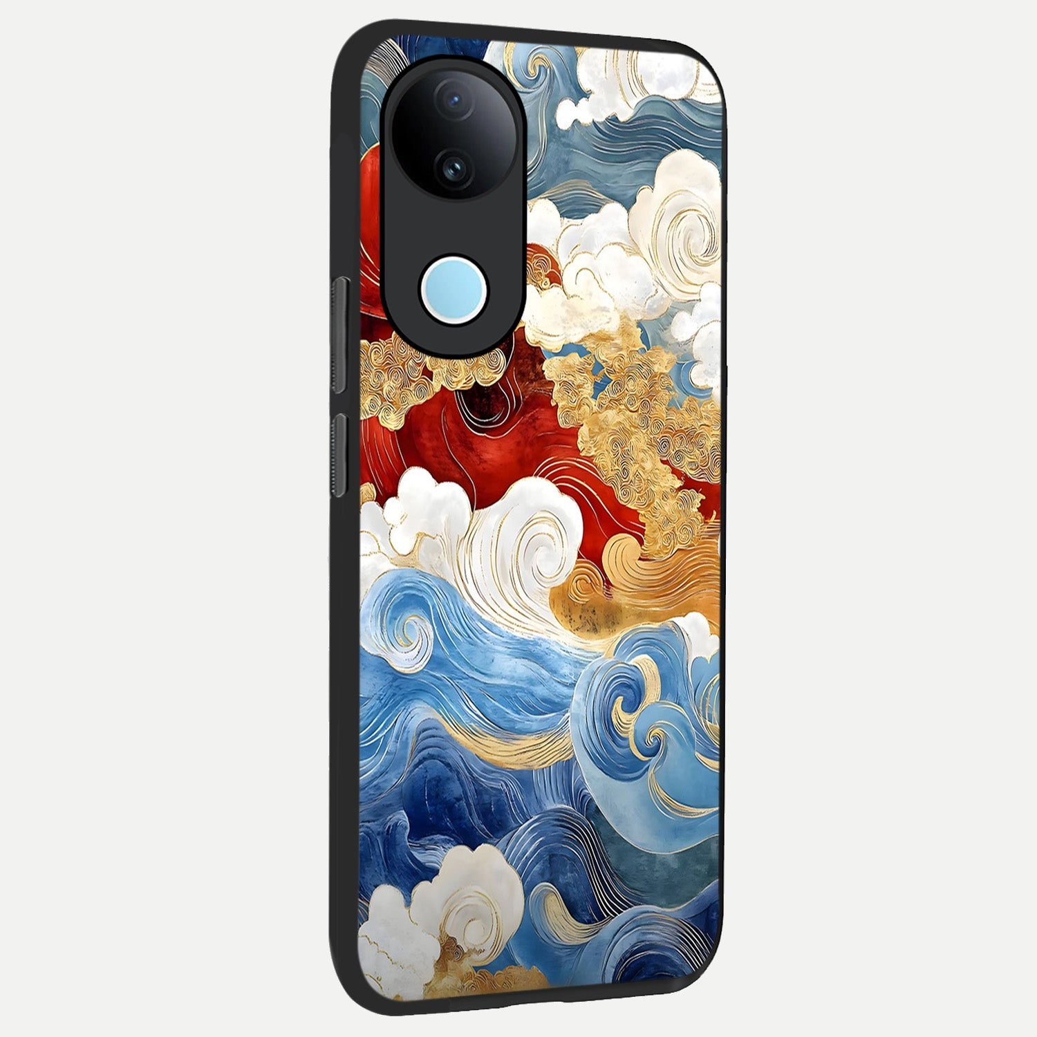  Colored Waves back cover for  iQOO Z10R slim fit glass case with vibrant aesthetic design