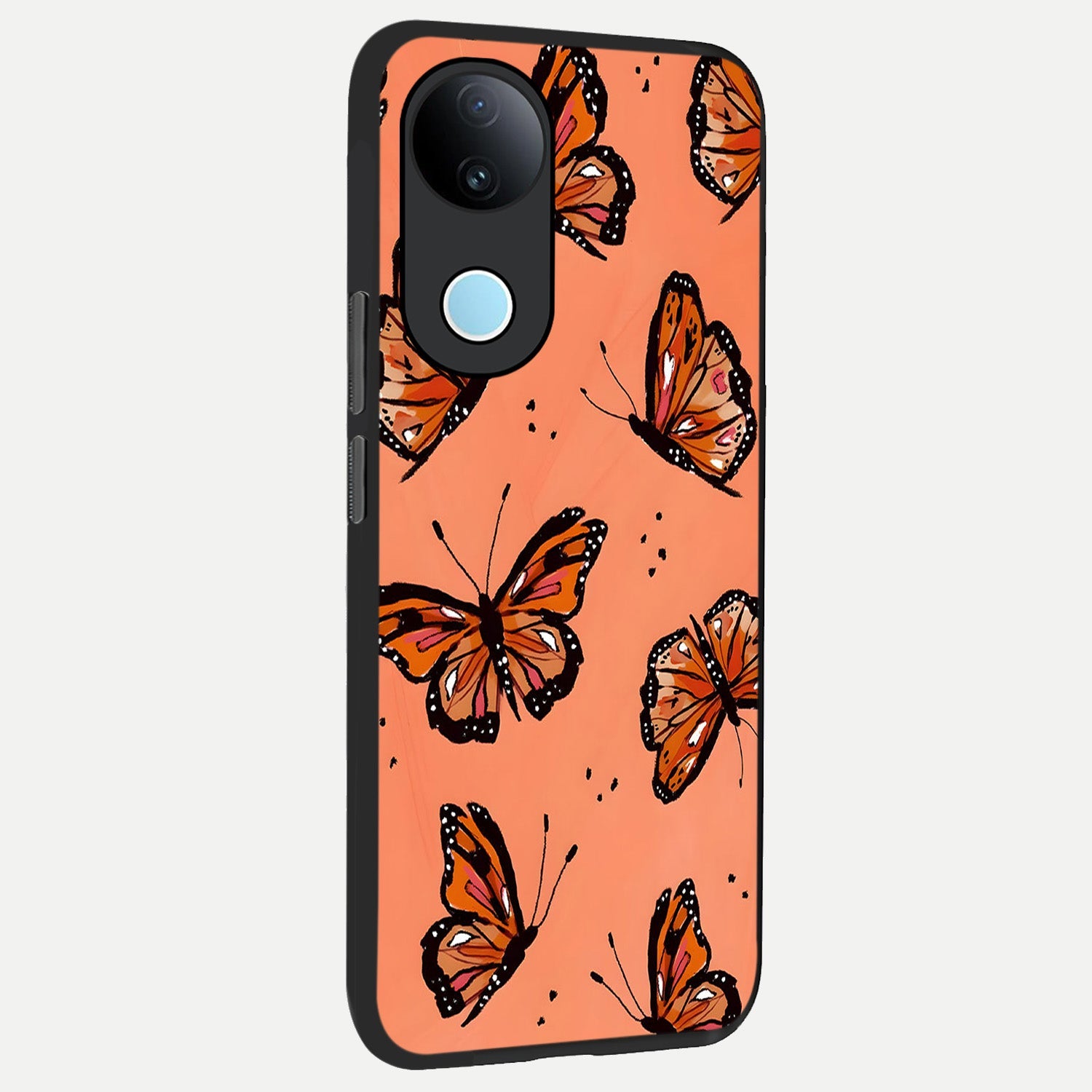  Coral Wing Butterfly back cover for  iQOO Z10R slim fit glass case with vibrant aesthetic design
