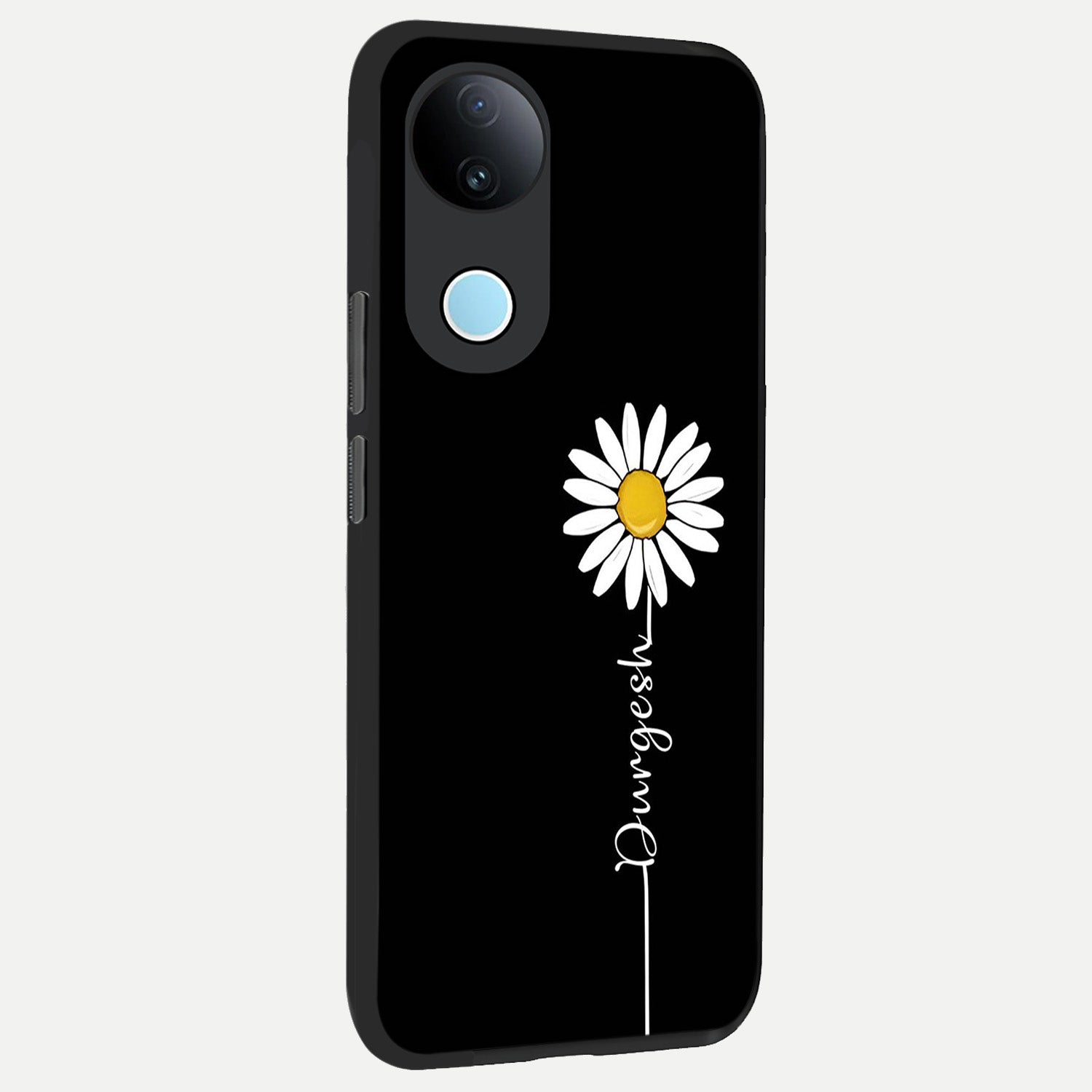  Custom Name White Flower back cover for iQOO Z10R slim fit glass case with vibrant aesthetic design