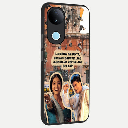  Desi Retro Vibes back cover for iQOO Z10R slim fit glass case with vibrant aesthetic design