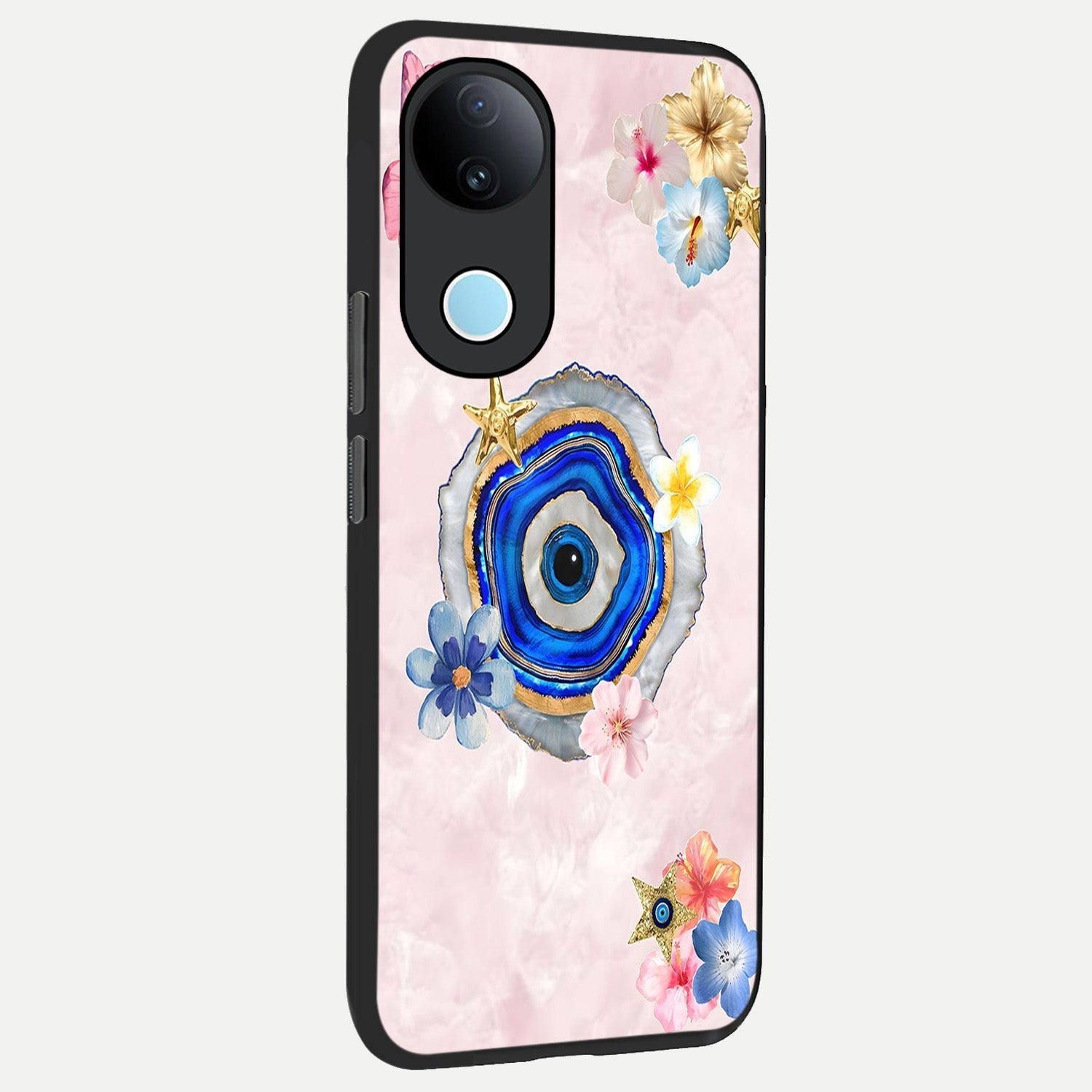  Divine Aura Bloom back cover for iQOO Z10R slim fit glass case with vibrant aesthetic design