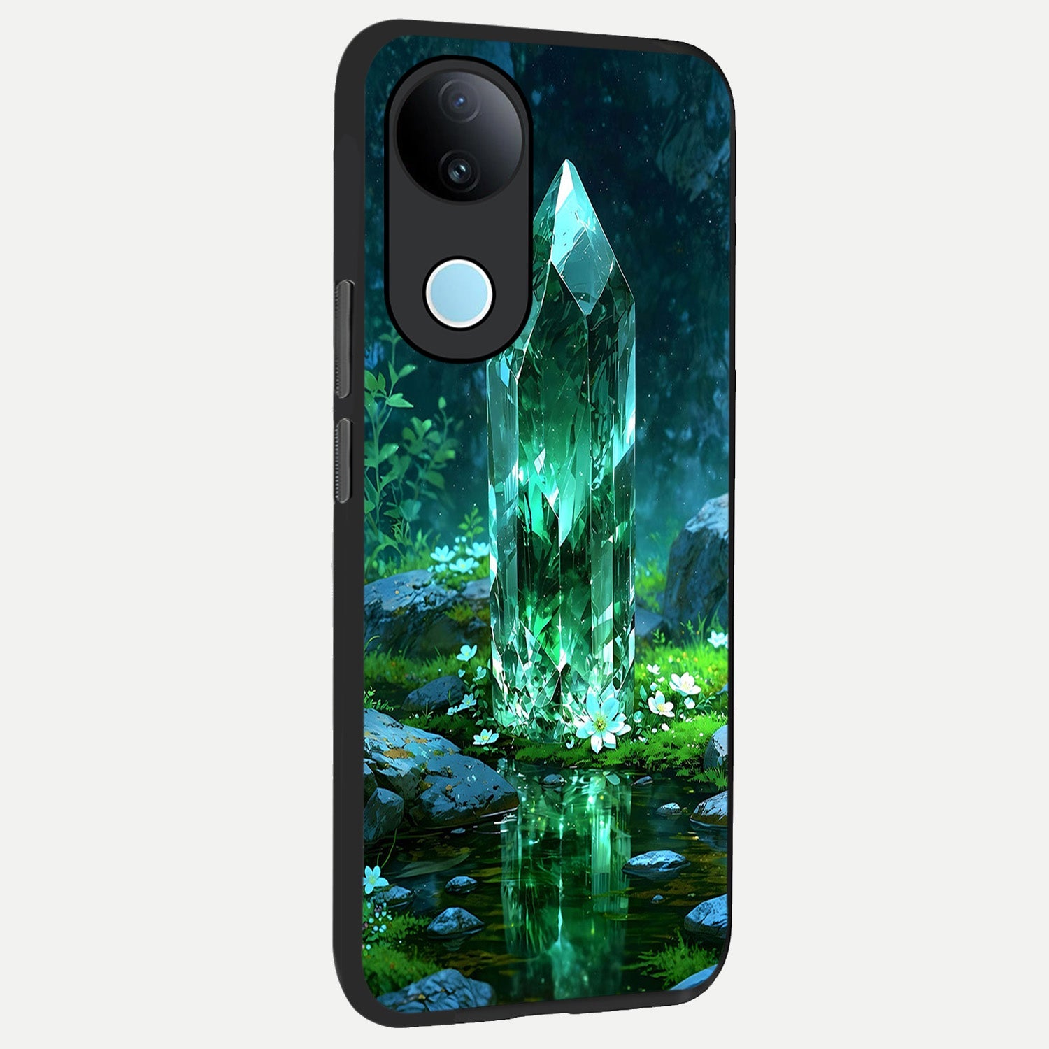  Emerald Light Crystal back cover for  iQOO Z10R slim fit glass case with vibrant aesthetic design
