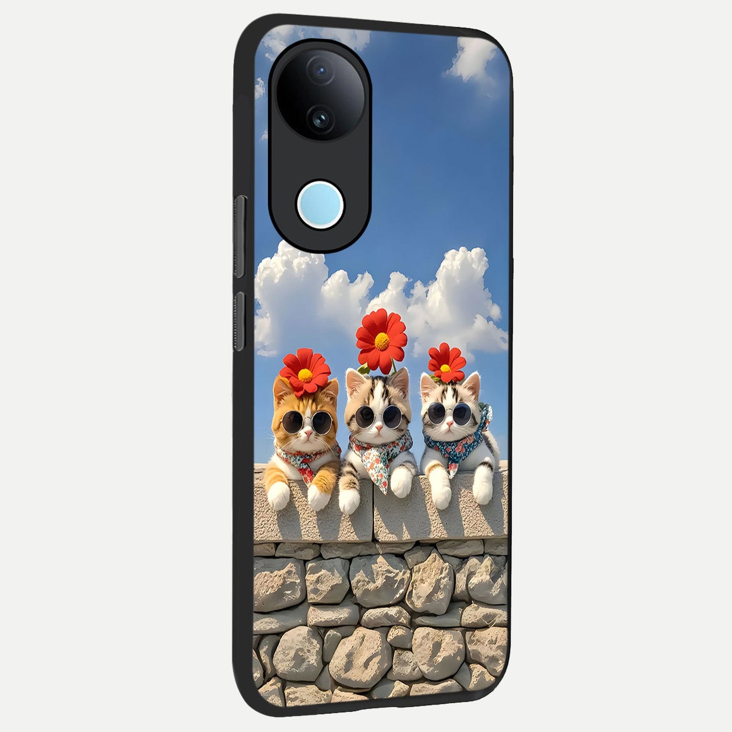  Floral Kitty Squad back cover for iQOO Z10R slim fit glass case with vibrant aesthetic design
