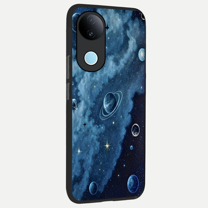  Galaxy Dream Space back cover for  iQOO Z10R slim fit glass case with vibrant aesthetic design