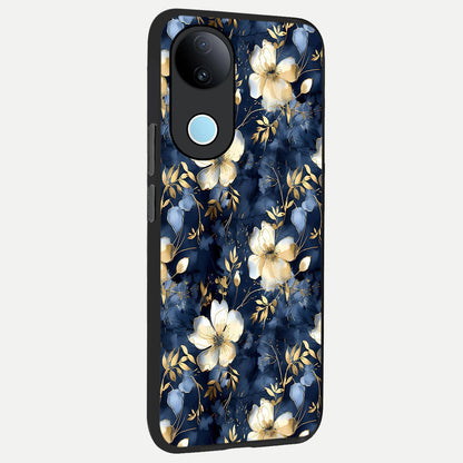  Golden Midnight Bloom back cover for iQOO Z10R slim fit glass case with vibrant aesthetic design