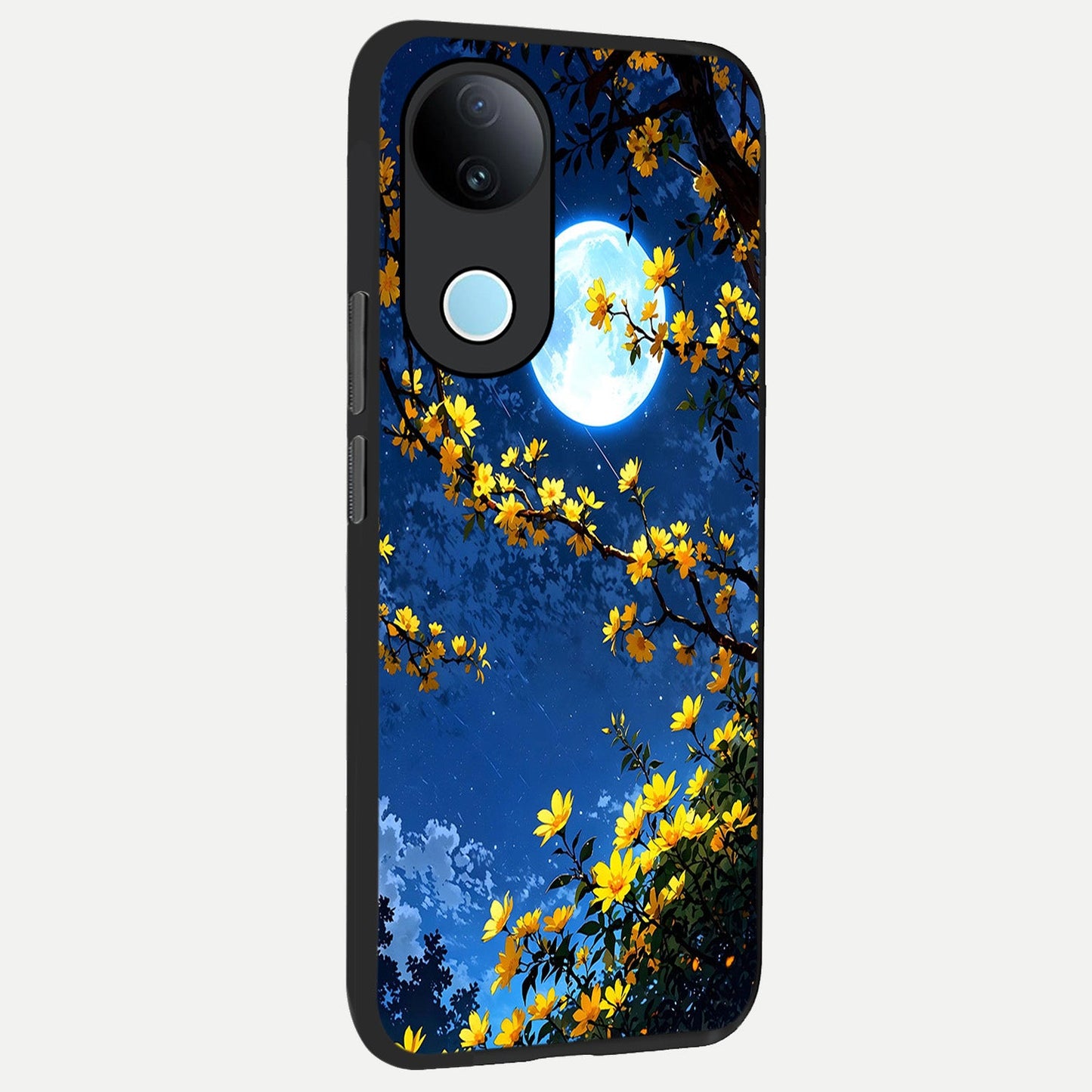  Golden Night Glow back cover for  iQOO Z10R slim fit glass case with vibrant aesthetic design