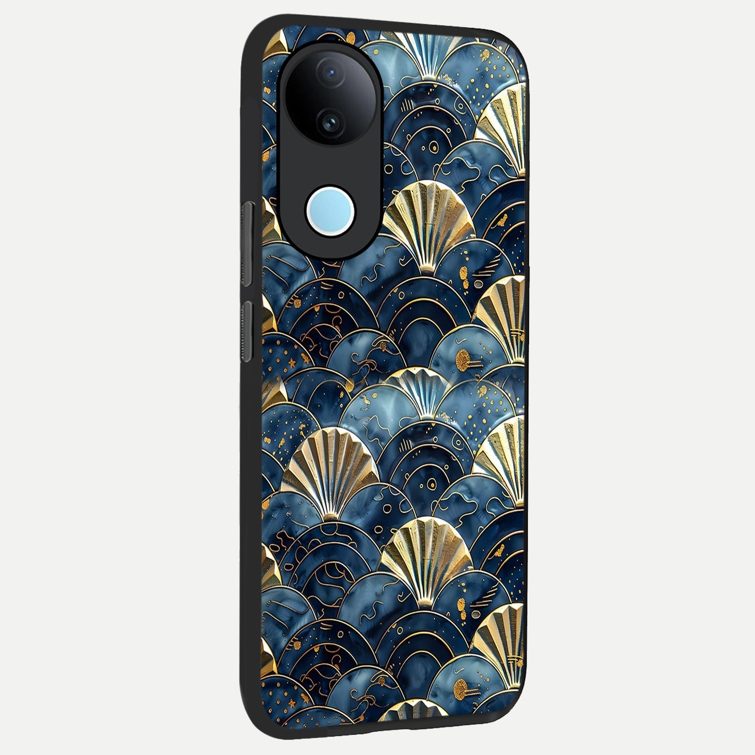  Golden Wave Luxe back cover for  iQOO Z10R slim fit glass case with vibrant aesthetic design