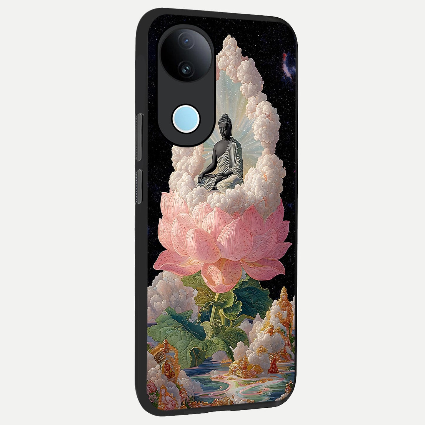  Lotus Divine Peace back cover for  iQOO Z10R slim fit glass case with vibrant aesthetic design
