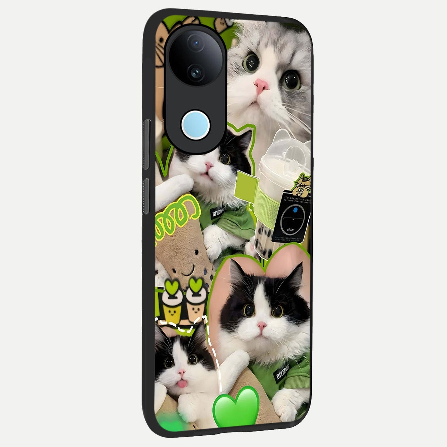  Matcha Cats Mood back cover for iQOO Z10R slim fit glass case with vibrant aesthetic design