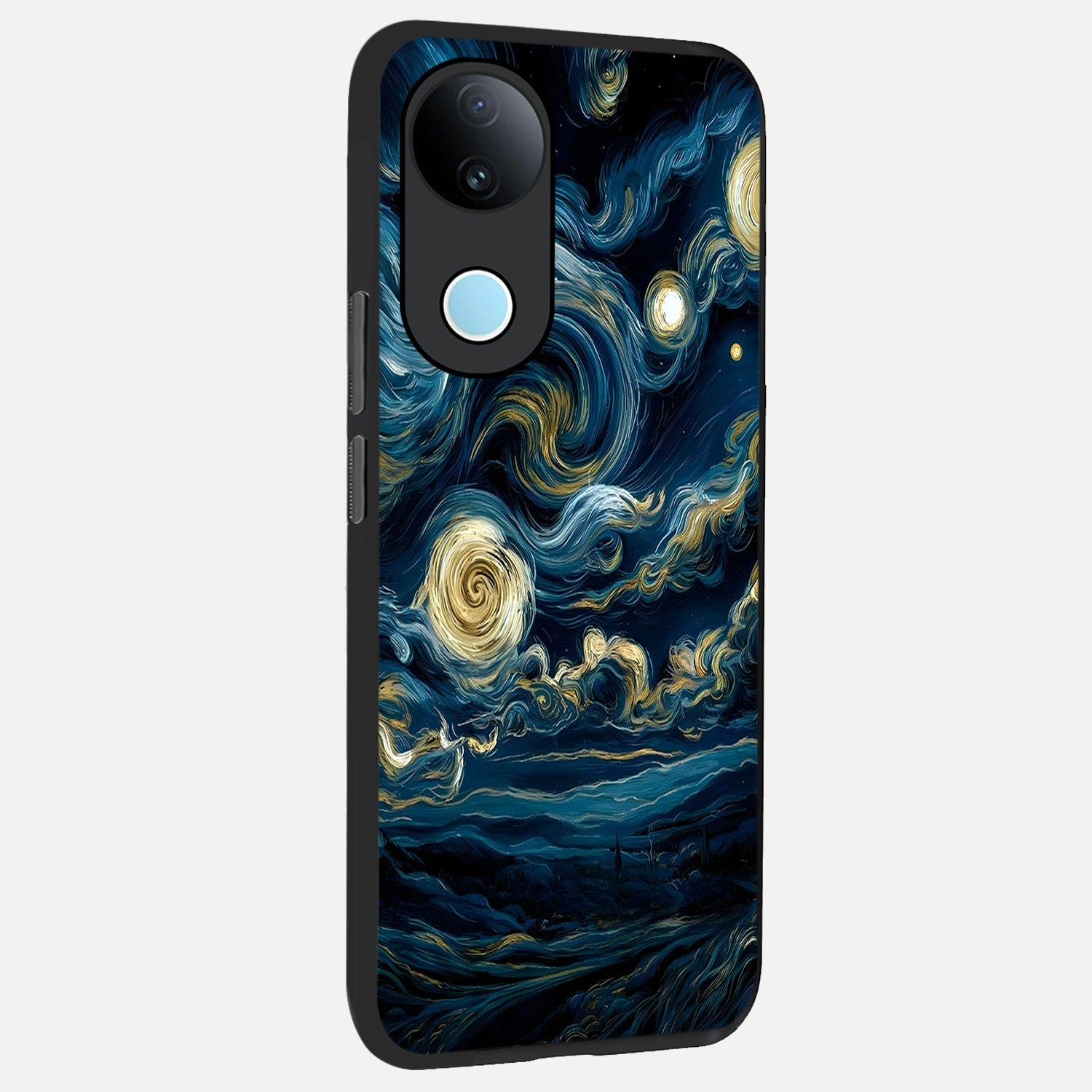  Midnight Sky Whirl back cover for  iQOO Z10R slim fit glass case with vibrant aesthetic design