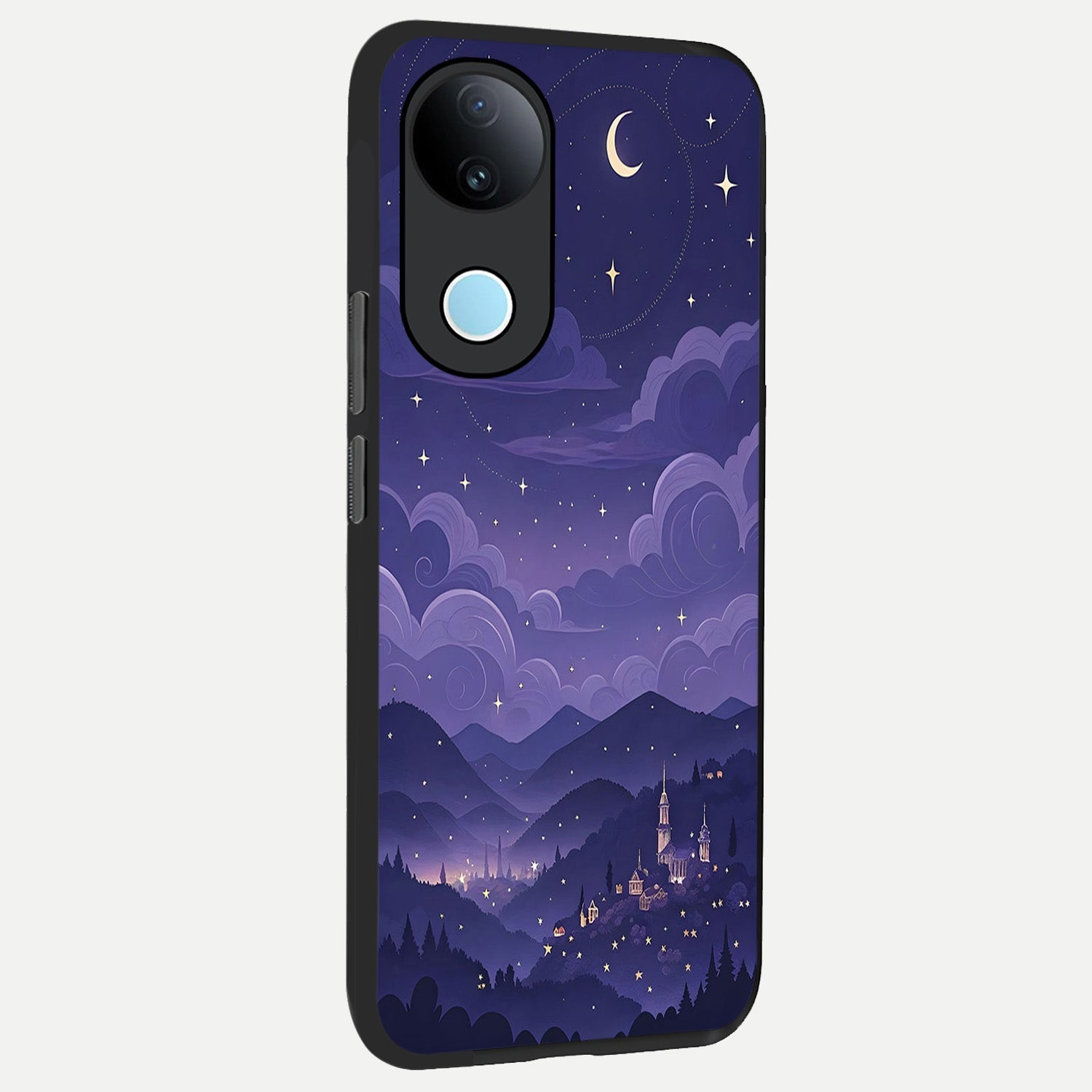  Minimal Night View back cover for  iQOO Z10R slim fit glass case with vibrant aesthetic design