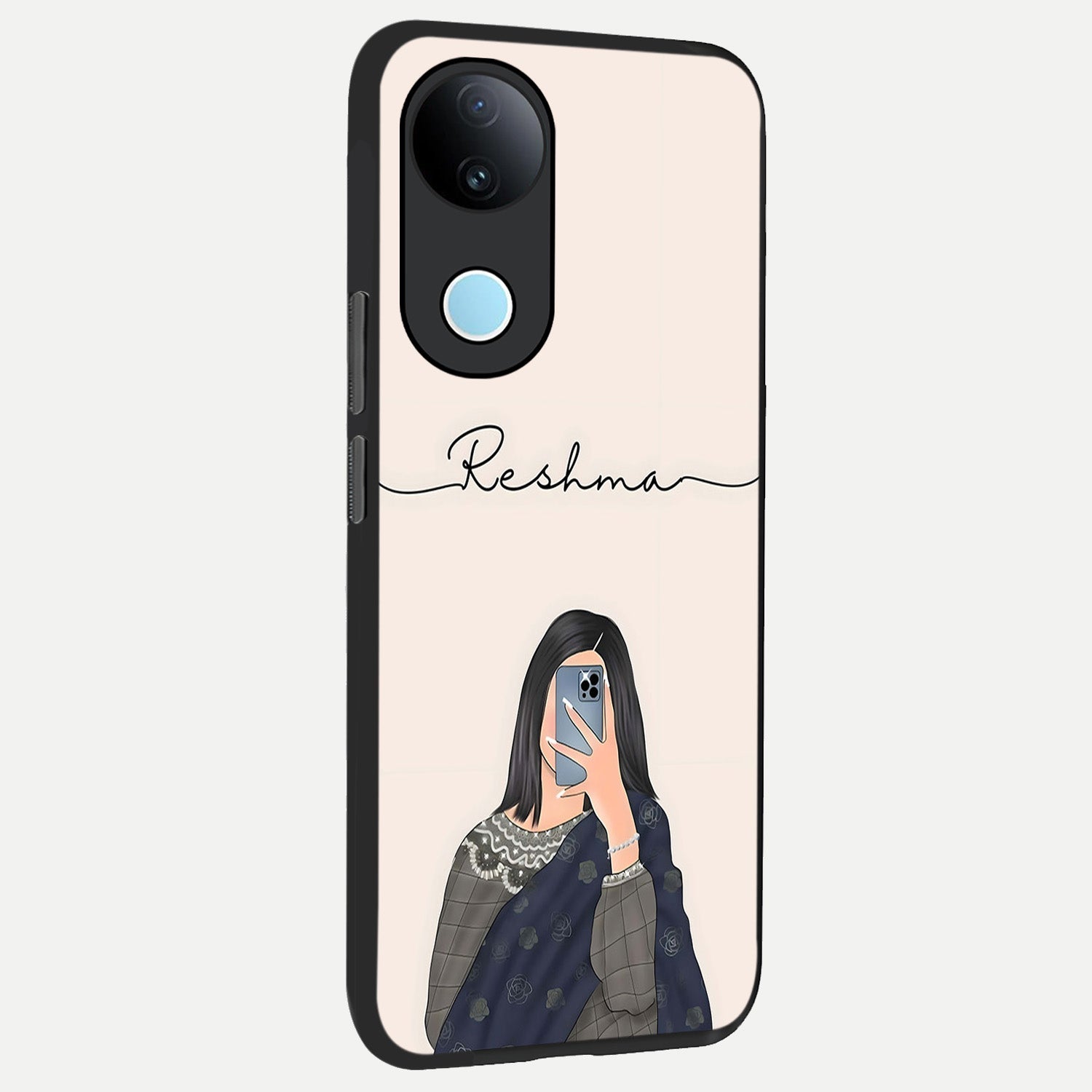  Mirror Mood Muse With Custom Name back cover for  iQOO Z10R slim fit glass case with vibrant aesthetic design