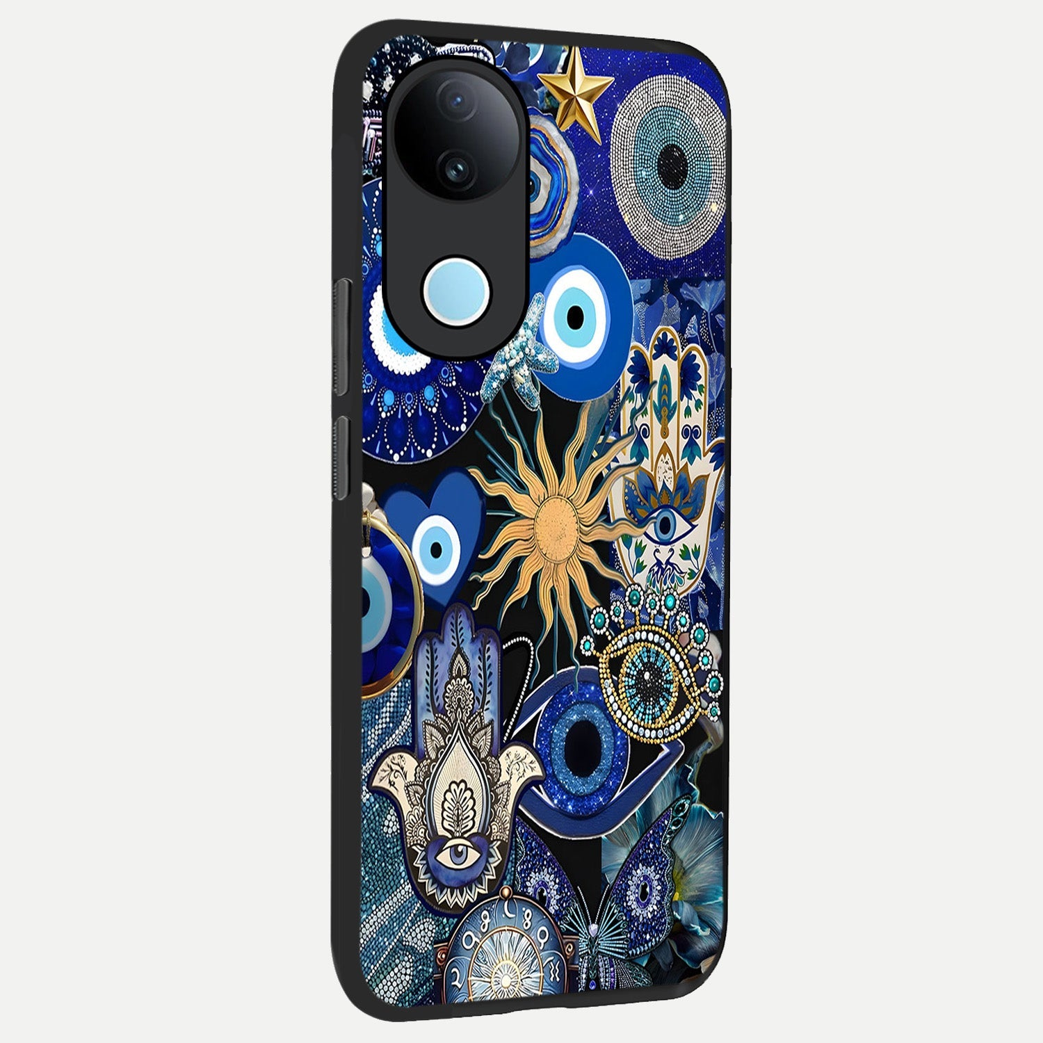  Mystic Blue Evil Eye back cover for  iQOO Z10R slim fit glass case with vibrant aesthetic design