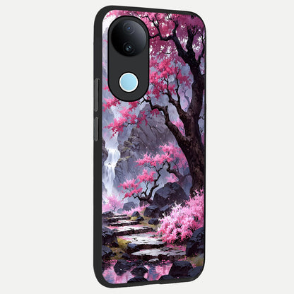  Pink Sunflower Glow back cover for iQOO Z10R slim fit glass case with vibrant aesthetic design