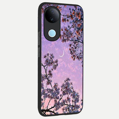  Purple Serenity Moon back cover for iQOO Z10R slim fit glass case with vibrant aesthetic design